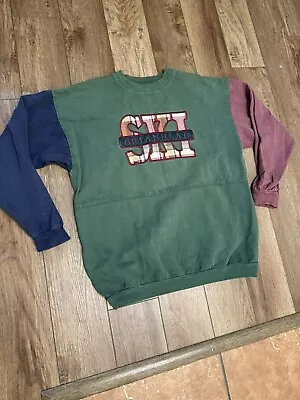 Vintage Brian Head Ski Resort Color Block Crewneck Sweater • $40