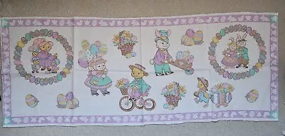 Vintage Wamsutta Easter Bunnies Chicks Eggs Basket Fabric Applique Panel • $8.99