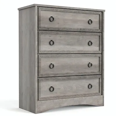 $149.99 • Buy 4 Drawer Dresser Nightstand Storage Organizer Wood Chest Dresser Cabinet Bedroom