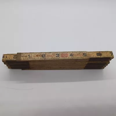 VINTAGE LUFKIN X46 RED END EXTENSION RULE 72  Folding Wooden Ruler W BRASS SLIDE • $11.98