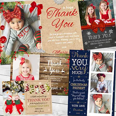 £8.73 • Buy 10 Personalised Christmas Thank You Notes Kids Cards Xmas Photo Folded Postcards