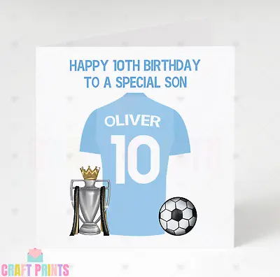 Personalised Manchester City Football Birthday Card Son Grandson Daughter • £2.99