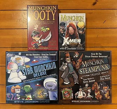 Munchkin Lot Of 4 Games - Star Deluxe + Steampunk Deluxe + Booty + X-Men  NEW • $65