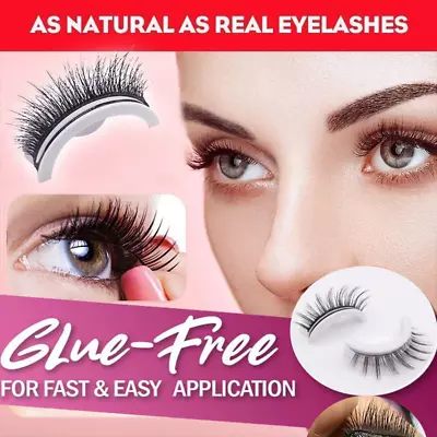 £2.69 • Buy Reusable Eyelashes Natural Curly Glue-free Self-adhesive False Lashes Extension