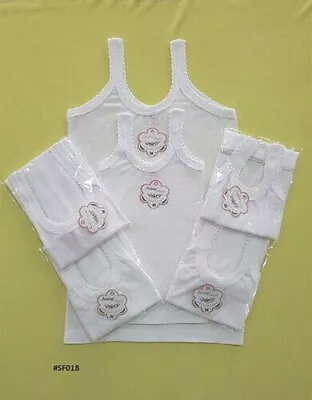 £5.99 • Buy 2 Pack Girls WHITE COTTON Vests Camisoles Breathable Thermal School Kids WOMEN