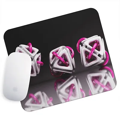 UK Seller Anti-Slip Gamimg Mouse Pad Mat PC Laptop Pink Black 3D Shapes • £5.99