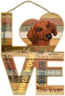 Dachshund (Red) Love Word Art Wood Cut Out 8 X11  Hanging Dog Sign Gift Home L60 • $16.95