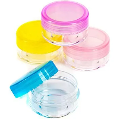 MINI TRAVEL POTS 4Pc Small Round Tub Container Sample Jar Cosmetic Storage 20ml • £3.48