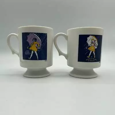 Morton's Salt Pedestal Mugs 1956 And 1972 Logos Set Of 2 • $15