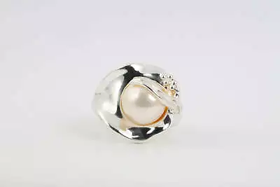 Hagit Gorali 925 Silver Ring With Pearl Size 7.5 (8.88g.) • $110