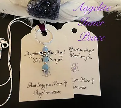 £4.99 • Buy  Angelite Gemstone Angel Necklace FOR Inner Peace , Spiritual. Chakra Gift.