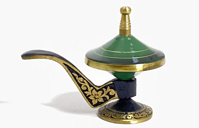 $50 • Buy Vintage Hakuli Ceremonial Hand-painted Enamel Brass Israeli Kiddush Salt Cellar
