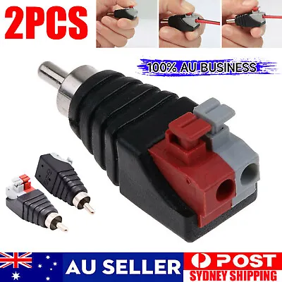 2Pcs Speaker Wire A/V Cable To Audio Male RCA Connector Adapter Jack Press Plug • $6.35