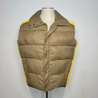 Vintage 80s Brown And Yellow Puffer Vest Large Whitr Stag Action Sports  • $35.99