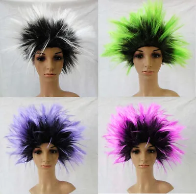 Adult Neon Purple Short Spiky Punk Rocker 80's Wig Novelty Fun Fancy Dress UK • £6.99