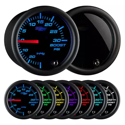 GLOWSHIFT 52mm 7 COLOR TURBO BOOST PSI GAUGE KIT W SMOKED LENS • $46.99
