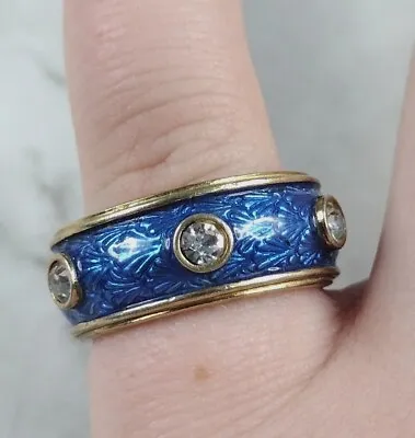 Size 8 Blue Enamel And Crystal Gold Clad Ring - Metropolitan Museum Of Art MMA • $56.25