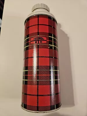 Thermos Bottle King Seeley Red Plaid No 2395 Vintage 1973 No Cup • $30