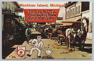 Mackinac Island Michigan MI Carriages Poop Not A One Horse Town Vtg Postcard C1 • $4.95