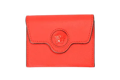 Versace Red 100% Textured Leather Medusa Head Decorated Card Case • $199.99