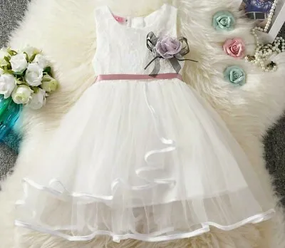 £23.90 • Buy Carolina Baby Flower Girl Christening Gown Birthday Party Dress & FREE Headband