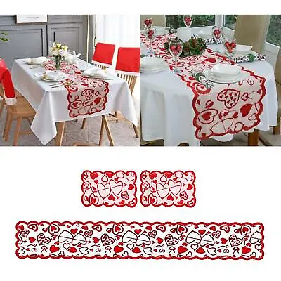 Valentines Table Runner Placemat Red Heart Print Valentines Day Decorations • £4.02