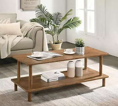 Wood Coffee Table - 47 Inch Wooden Modern Center Table 3 In 1 Coffee Tables ... • $221.03