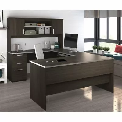 Bestar Ridgeley U-shaped Desk In Dark Chocolate • $1245.12