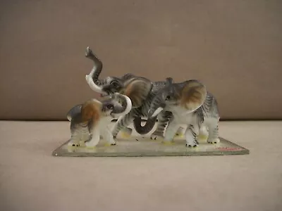 Vintage Elephant Miniature Figurines Bone China Lot Of 3 On Mirror Made In Japan • $9.95