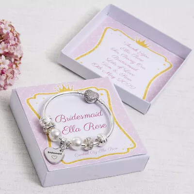 £12 • Buy Bridesmaid Flower Girl Gift Childrens Jewellery Wedding Charm Bracelet Keepsake