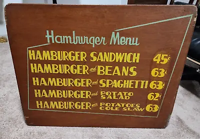 Original Vintage 1958 Pixley And Ehlers Restaurant Chicago Menu Sign HAMBURGERS • $199.99