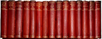 Works Charles Darwin Auth. Ed. Appleton 1/2 Red Morocco Leather 15 Vols 1897-98 • $950