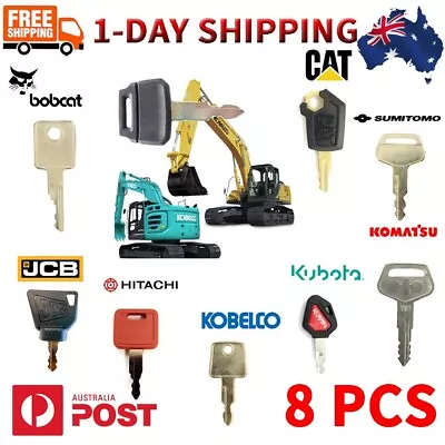 8 Pcs Excavator Key Kubota Komastu Bobcat Cat JCB HITACHI KOBELCO Machines Keys • $16.99