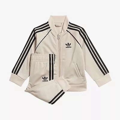 Adidas Originals Superstar Primeblue Infant 3 Stripe Tracksuit Beige 6-9 Months • £24.99