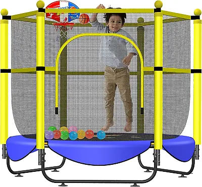 $254.99 • Buy Trampoline For Kids, 5 FT Toddler Baby Trampoline With Safety Enclosure Net