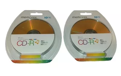 Memorex Cd-r 2 Pack Bundle Music Cool Colors 40x 700mb 80min 20 Total (10 X 2) • $29.95