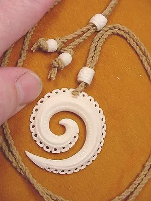 (IBP-19) MAORI Style Circle Of Life FISH HOOK Water Buffalo PENDANT Necklace • $19.99