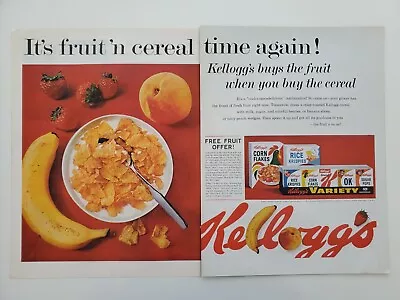 Kellogg's Variety Pack Cereal Banana Strawberry Peach  1963 Vintage Print Ad • $9.99