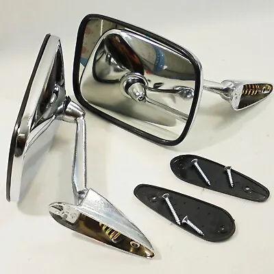 For Ford F-100 Ranger 1967-72 Black Rim Chrome Door & Fender Side View Mirrors • $79.59