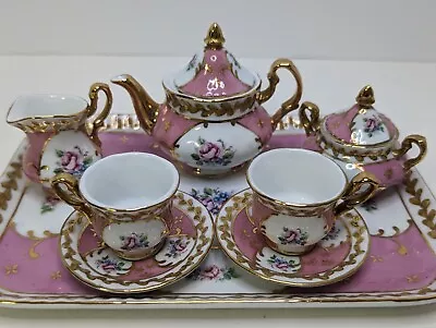 Vintage Noritake Decor A Sevre Mini Tea Set. Pink Roses Gold Gild Hand Painted.  • $175