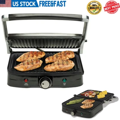 $60.45 • Buy Grills Panini Press Non-Stick Sandwich Maker Kitchen Stainless Steel Skillets US