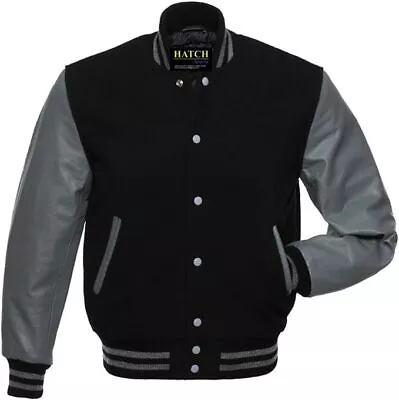 Men’s Varsity Baseball Jacket Wool Body Genuine Cowhide Leather Arms Varsity • $139.99