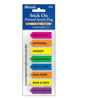 Bazic Stick On Flags Important Document Sign Neon Colour 160 Flags Office Supply • $2.99