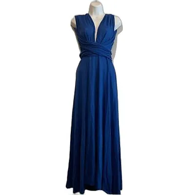 Idillio Positano Royal Blue Linen Multi Way Wrap Maxi Dress • $125