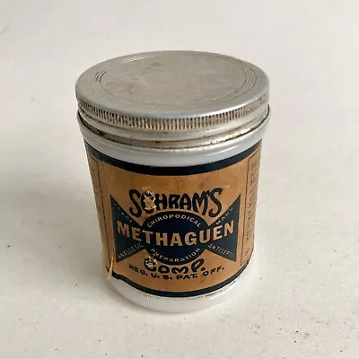 Vintage Schram's Methaguen Jar Chiropodical Preparation Antiseptic Chiropractic • $36