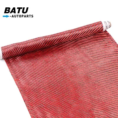 12 X 60 /30cm X 150cm Twill Weave Carbon Fiber Fabric Cloth Resin Kit Black/Red • $29.88