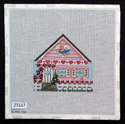 $26 • Buy HP Needlepoint 18ct MELISSA SHIRLEY DESIGNS Valentine's Pink Heart Cottage-ZT117