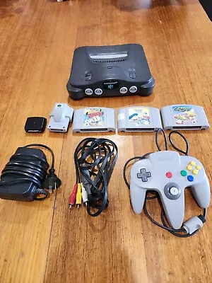 Nintendo N64 NUS-001(EUR) PAL Console + 3 Games + Cables + Rumble And Jumper Pak • $250