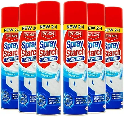 £15.97 • Buy 6x DYLON Spray Starch With Easy Iron New 2 In 1 Ironing Aid Fabric 300ml Tracked