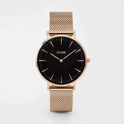 CLUSE Boho Chic Mesh Rose Gold/Black 38mm Dial CW0101201003 • $169